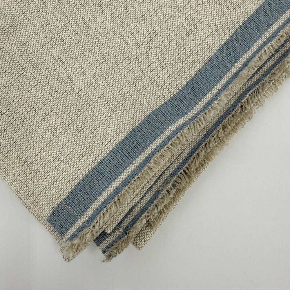 Crate&Barrell Clovis Blue Edge Cotton Linen Tea Kitchen Dish Towels Set of 2 - Picture 9 of 9
